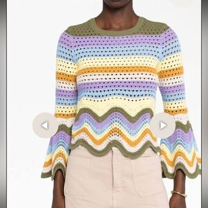 NWOT! ZIMMERMANN Raie stripe knit top. Size 0.